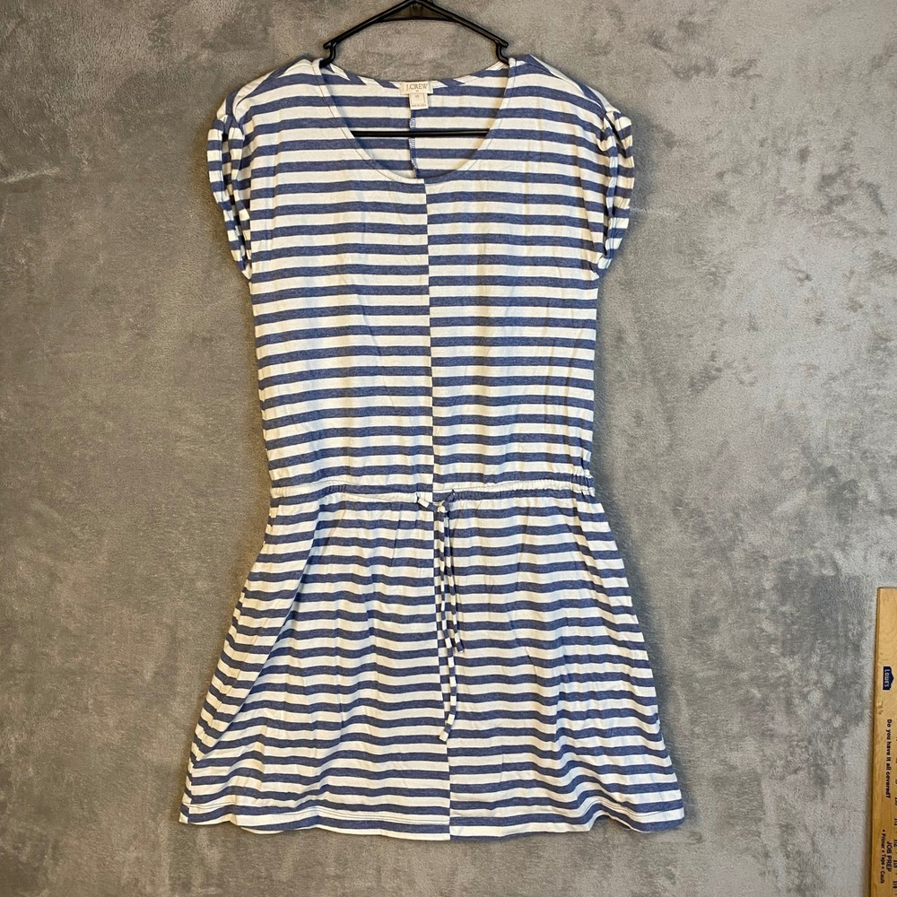 J.Crew Dress Womens XS Striped Drawstring Waist Blue White EUC